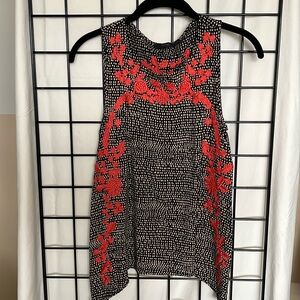 THML Polka Dot Orange Applique Tank Top Small